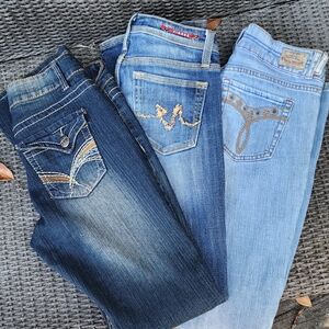 SET OF 3 Women's Jeans Dark Blue, Medium Blue, Light Blue